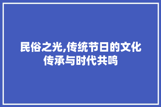 民俗之光,传统节日的文化传承与时代共鸣