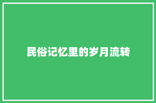 民俗记忆里的岁月流转