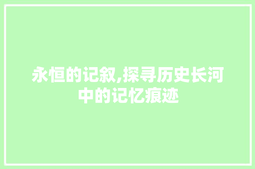 永恒的记叙,探寻历史长河中的记忆痕迹