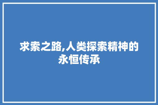 求索之路,人类探索精神的永恒传承