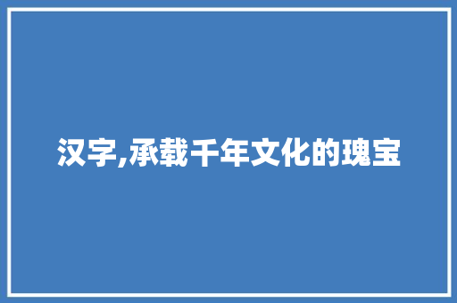 汉字,承载千年文化的瑰宝