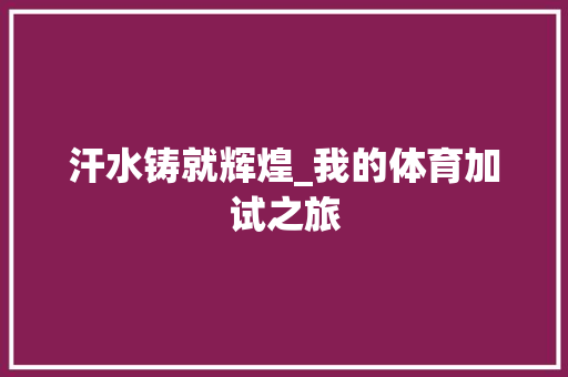 汗水铸就辉煌_我的体育加试之旅