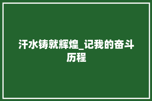 汗水铸就辉煌_记我的奋斗历程