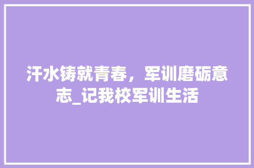 汗水铸就青春，军训磨砺意志_记我校军训生活