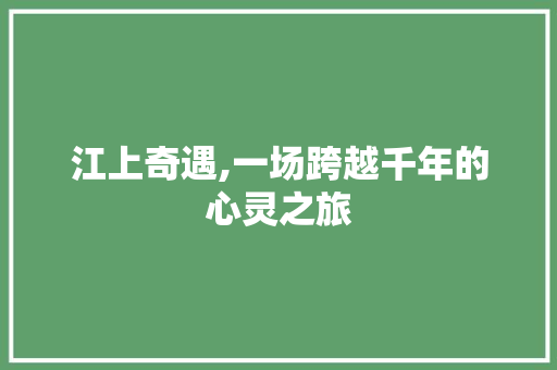 江上奇遇,一场跨越千年的心灵之旅