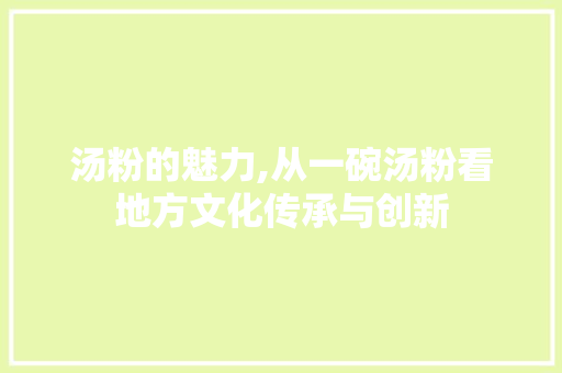 汤粉的魅力,从一碗汤粉看地方文化传承与创新