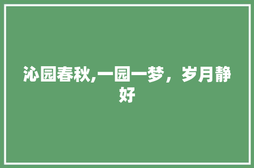 沁园春秋,一园一梦，岁月静好