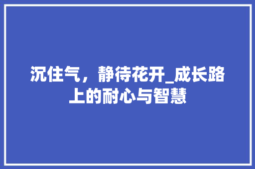 沉住气，静待花开_成长路上的耐心与智慧