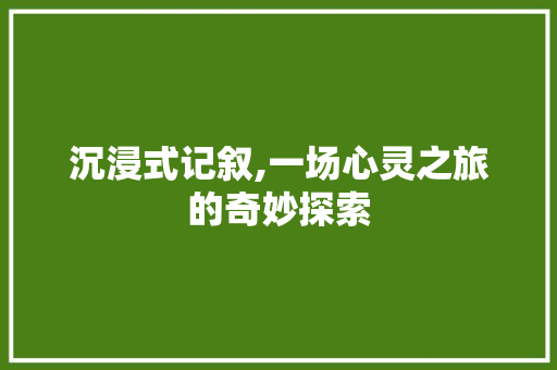 沉浸式记叙,一场心灵之旅的奇妙探索