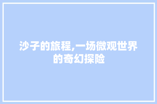 沙子的旅程,一场微观世界的奇幻探险