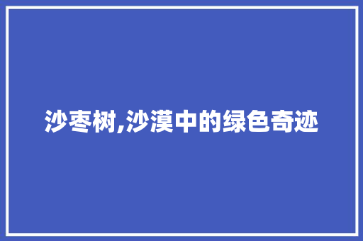 沙枣树,沙漠中的绿色奇迹