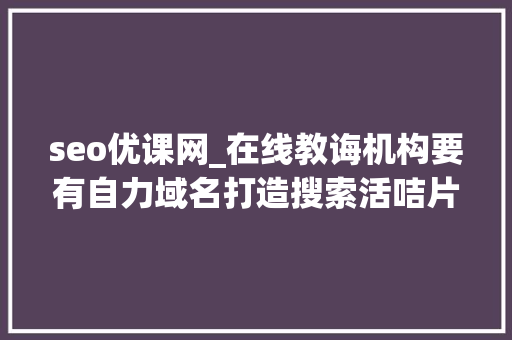 seo优课网_在线教诲机构要有自力域名打造搜索活咭片