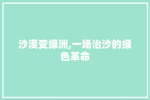 沙漠变绿洲,一场治沙的绿色革命