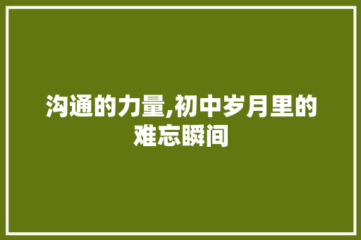 沟通的力量,初中岁月里的难忘瞬间