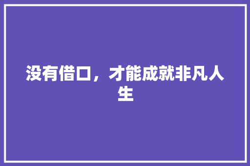 没有借口，才能成就非凡人生