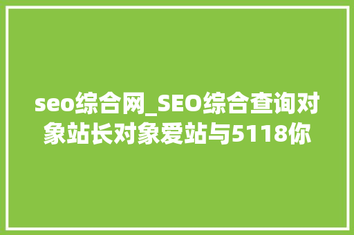 seo综合网_SEO综合查询对象站长对象爱站与5118你真的用对了吗