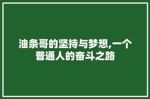 油条哥的坚持与梦想,一个普通人的奋斗之路