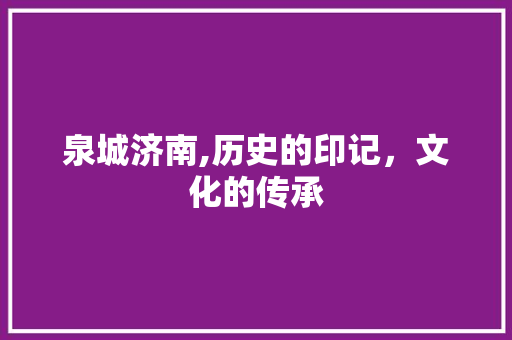 泉城济南,历史的印记，文化的传承