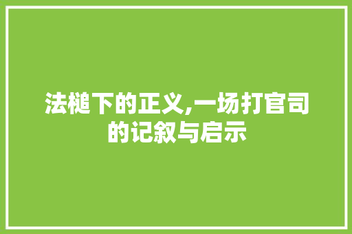 法槌下的正义,一场打官司的记叙与启示