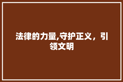 法律的力量,守护正义，引领文明