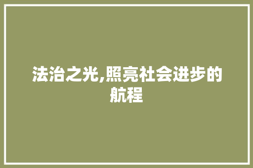 法治之光,照亮社会进步的航程