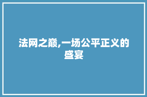 法网之巅,一场公平正义的盛宴