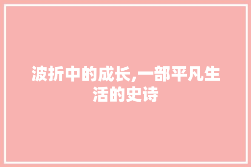 波折中的成长,一部平凡生活的史诗