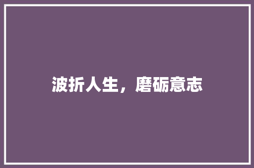 波折人生，磨砺意志