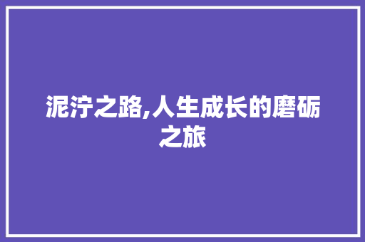 泥泞之路,人生成长的磨砺之旅