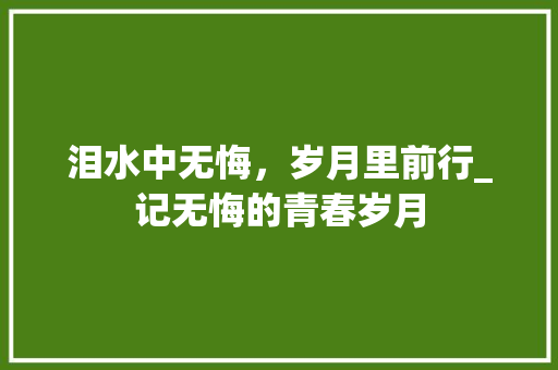 泪水中无悔，岁月里前行_记无悔的青春岁月