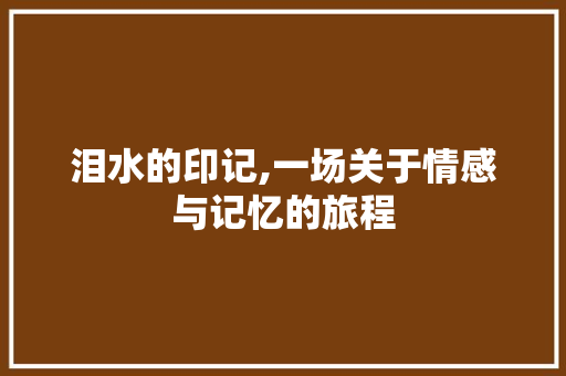 泪水的印记,一场关于情感与记忆的旅程