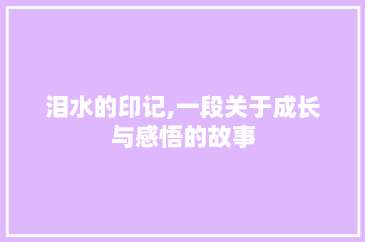 泪水的印记,一段关于成长与感悟的故事