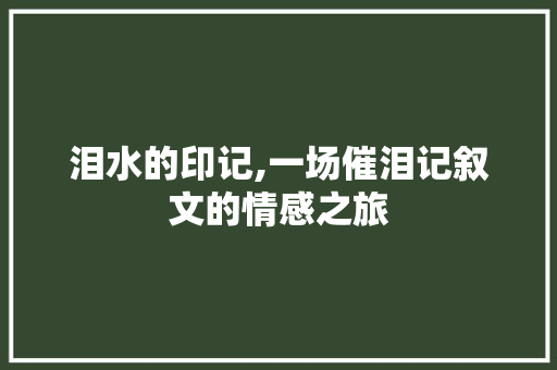 泪水的印记,一场催泪记叙文的情感之旅