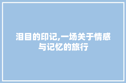 泪目的印记,一场关于情感与记忆的旅行