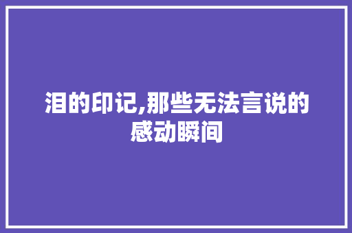 泪的印记,那些无法言说的感动瞬间