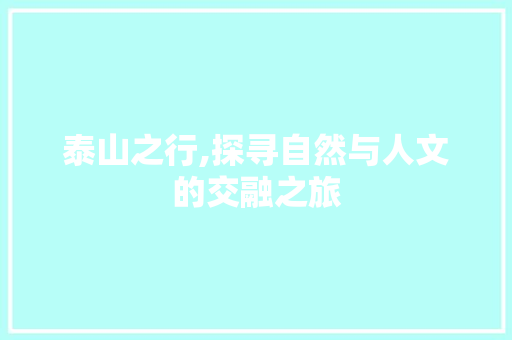 泰山之行,探寻自然与人文的交融之旅