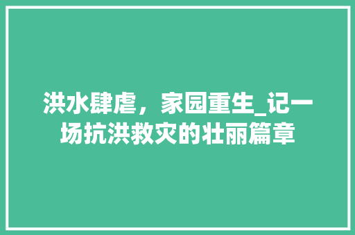 洪水肆虐，家园重生_记一场抗洪救灾的壮丽篇章