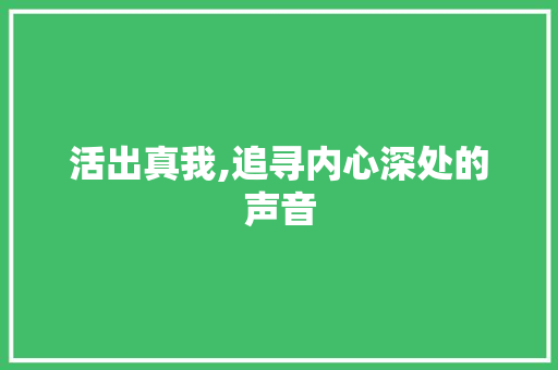 活出真我,追寻内心深处的声音