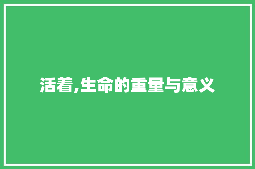 活着,生命的重量与意义