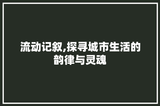 流动记叙,探寻城市生活的韵律与灵魂