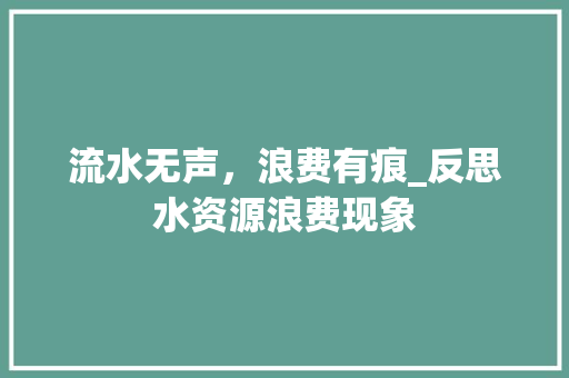 流水无声，浪费有痕_反思水资源浪费现象