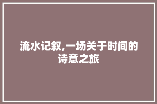 流水记叙,一场关于时间的诗意之旅