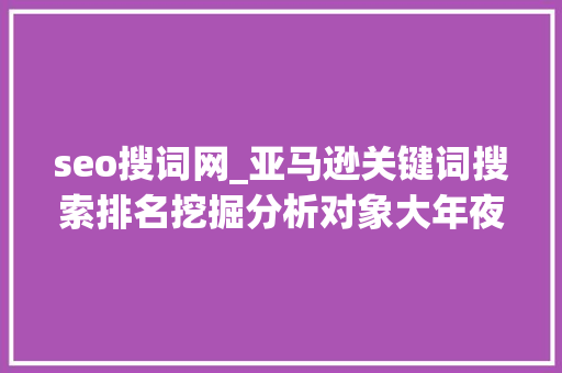 seo搜词网_亚马逊关键词搜索排名挖掘分析对象大年夜全附网址