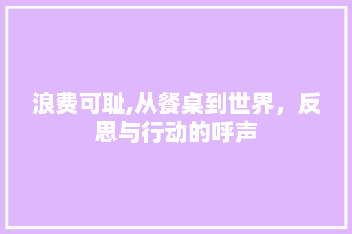 浪费可耻,从餐桌到世界，反思与行动的呼声