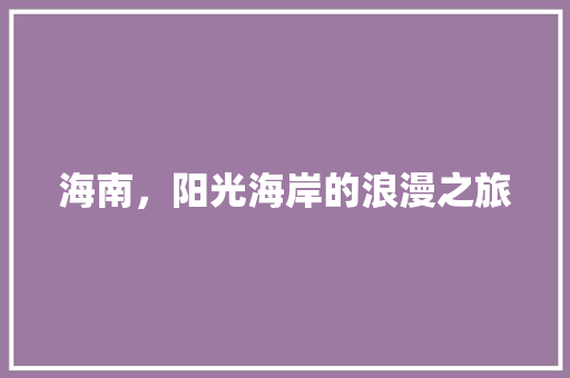 海南，阳光海岸的浪漫之旅