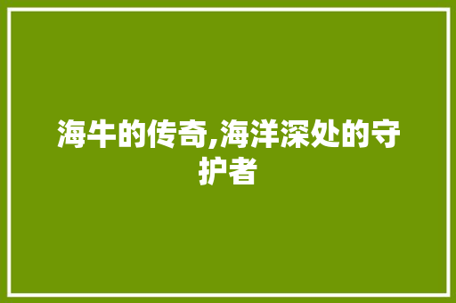 海牛的传奇,海洋深处的守护者