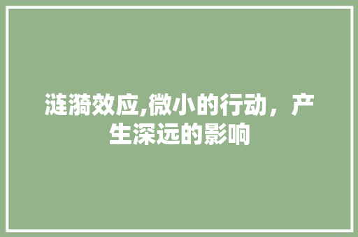 涟漪效应,微小的行动，产生深远的影响