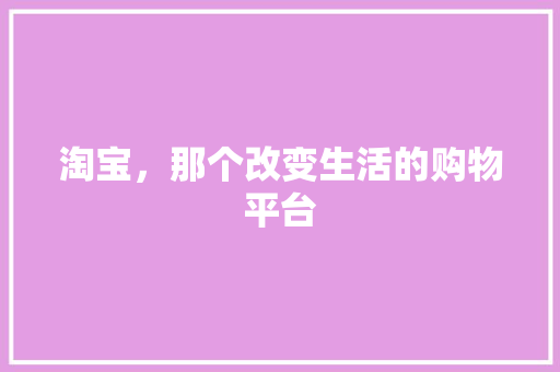 淘宝，那个改变生活的购物平台