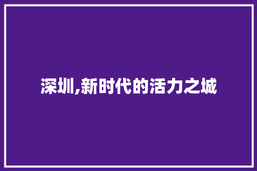 深圳,新时代的活力之城