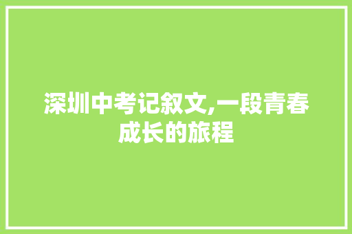 深圳中考记叙文,一段青春成长的旅程